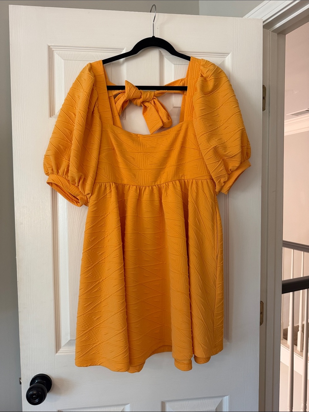 Free People Orange Bubble Sleeve Dress